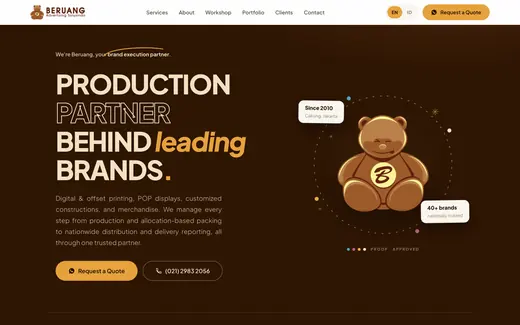 Tampilan website Beruang Advertising