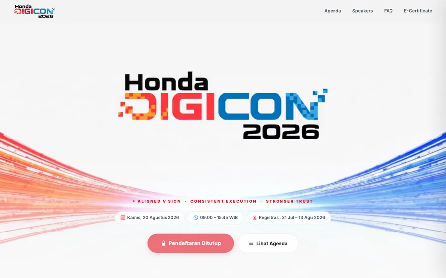 Tampilan website Honda DIGICON