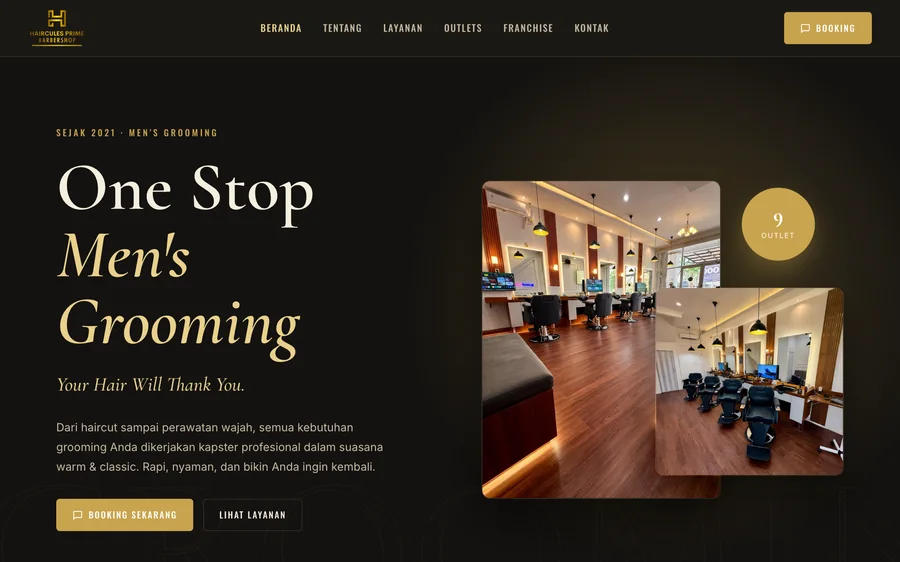 Tampilan website Haircules