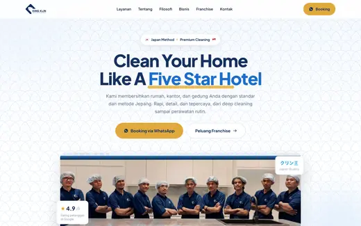 Tampilan website King Klin