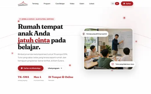 Tampilan website Rumah Ilmuku