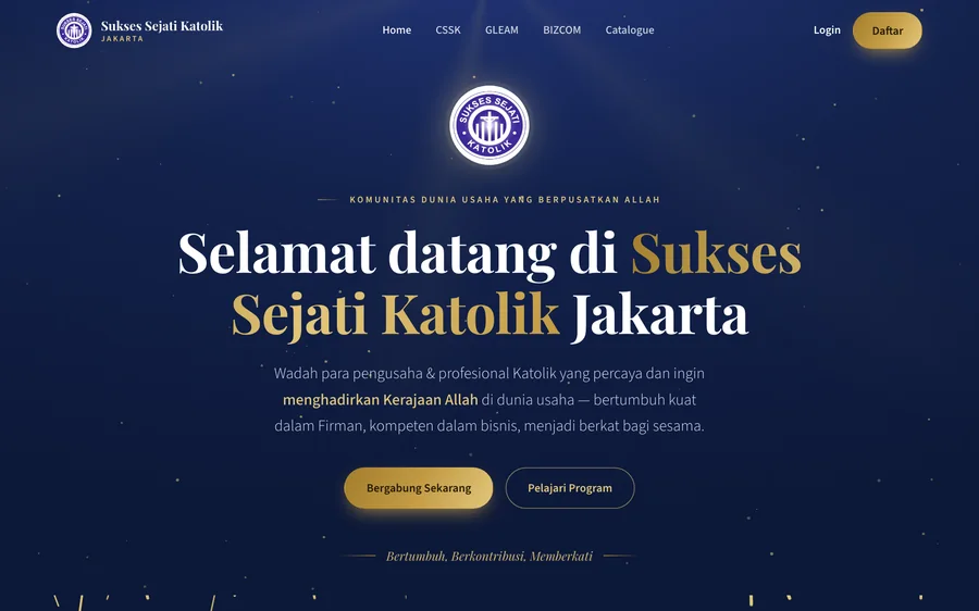 Tampilan website Sukses Sejati